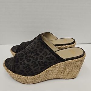 Johnston & Murphy Black Animal Print Wedges